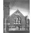 McCaul St. Synagogue, exterior, Toronto, [ca. 1955]. Ontario Jewish Archives, Blankenstein Family Heritage Centre, item 1771.|This building was originally a Methodist church which was renovated and remodeled into a synagogue in 1904.